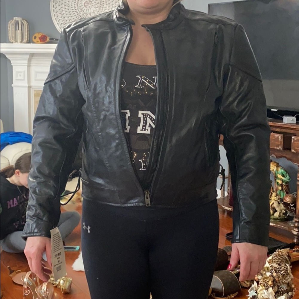 Leather gallery biker jacket size M